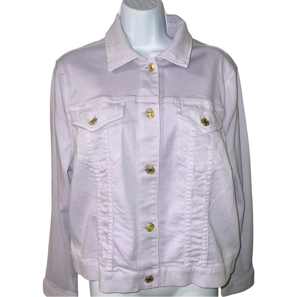 Michael Kors Light Quartz Cotton Stretch Denim Trucker Style Women’s Size XL